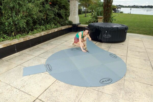 Lay-Z-Spa Round Floor Protector, 10 Piece Hot Tub Mat, Spa Accessory (Fits most models) Grey, 2.1m Diameter