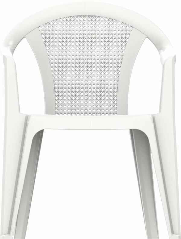 Duramax Bamboo Plastic Armrest, Indoor & Outdoor Chairs – Garden, Patio, Dining, Home & Party, Sturdy & Durable, Weatherproof & Stackable Chairs, White