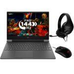 HP Victus Gaming Laptop 15-fb0020na Bundle with HyperX Pulsefire Mouse & HyperX Cloud Stinger Headset | AMD Ryzen 5-5600H | Radeon RX 6500M |8GB RAM | 256GB SSD | 15.6” FHD | Windows 11 Home |Black