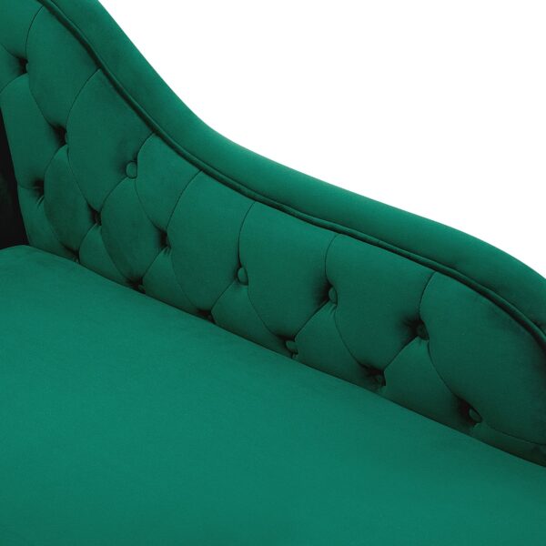 Vintage Style Left Hand Chaise Lounge Velvet Fabric Chesterfield Green Nimes