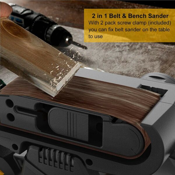 Jellas Belt Sander, 750W Electric Sander, with 10Pcs Sanding Belts and Dust Bag, Bench Sander with Variable-Speed Control, 2 in 1 Vacuum Adapter, 10 Feet (3 Meters) Length Power Cord