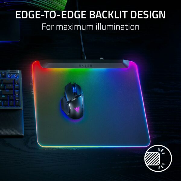 Razer Firefly V2 Pro - RGB backlit gaming mouse mat - Integrated USB Port (15 Zone LED Lighting, Micro-etched Textured Surface for Optimal Tracking, Detachable USB-C Cable) Black