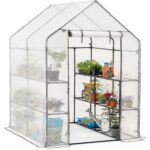CHRISTOW Walk In Greenhouse With Shelves, Reinforced Green House With Tubular Steel Frame, 8 Shelf Heavy Duty Growhouse, 6ft 4in x 4ft 7in x 4ft 7in