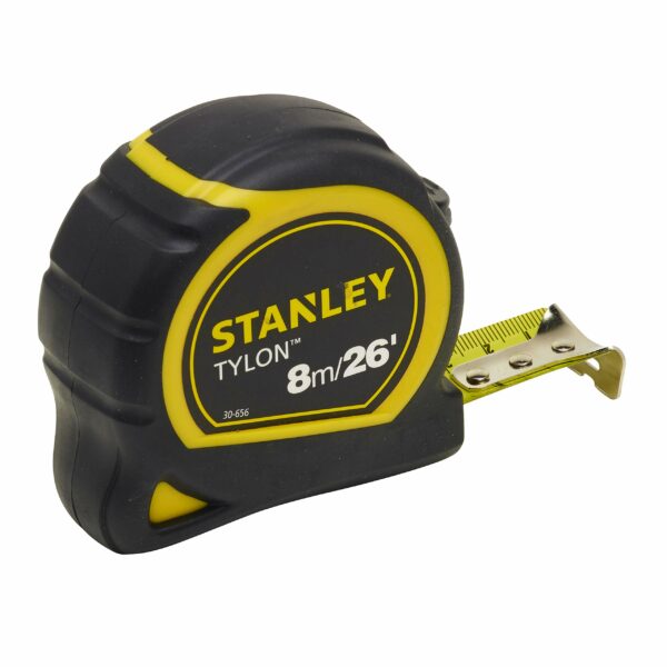 Stanley Tylon Pocket Tape Measure 8m/26ft, Tru-Zero End Hook, Tylon Coated Blade, 1.75m Tape Standout, 0-30-656
