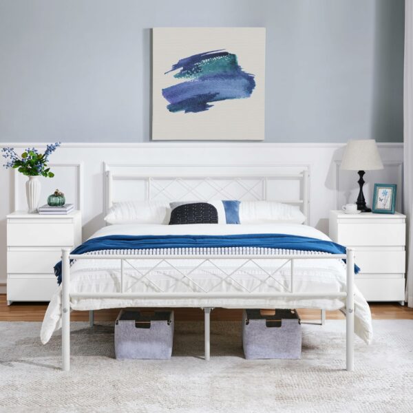 Yaheetech White Bedside/Side/End Tables with 3 Drawers Vertical Storage for Living Room Bedroom Nightstand Table 35 x 45 x 60.5 cm