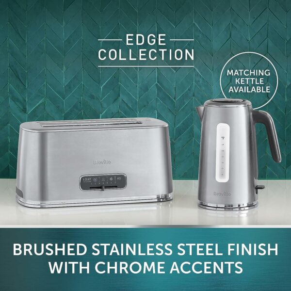 Breville Edge Silver 4-Slice Toaster with Extra Long Slots and High-Lift | Brushed Stainless Steel [VTR023]