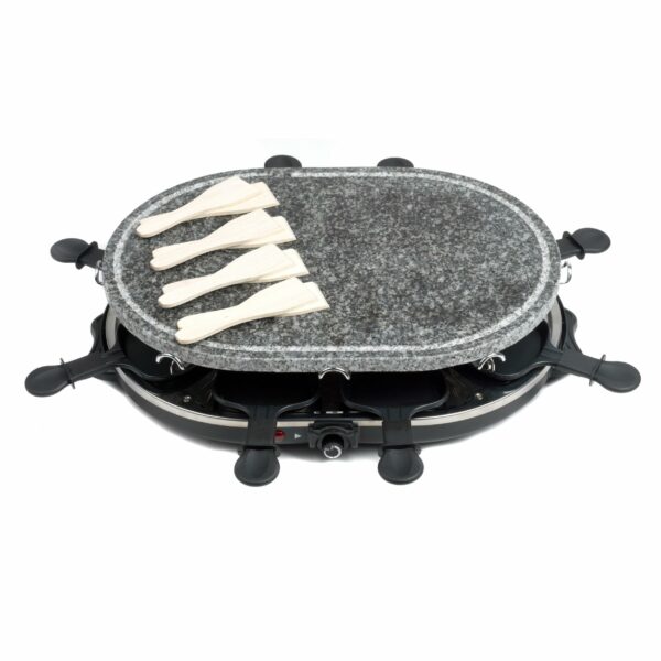 Giles Posner EK1872G Electric Stone Raclette Grill - Indoor Tabletop 8 Person Raclette, Removable Stone Grill Hot Plate