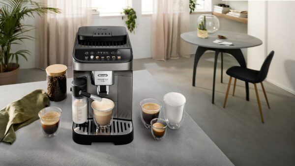 De'Longhi Magnifica Evo ECAM290.83.TB, Fully Automatic Coffee Machine with Milk Frother, Compact Size Bean to Cup Machine, LatteCrema Hot System, 7 Recipes, Soft Touch Colored Display, Black