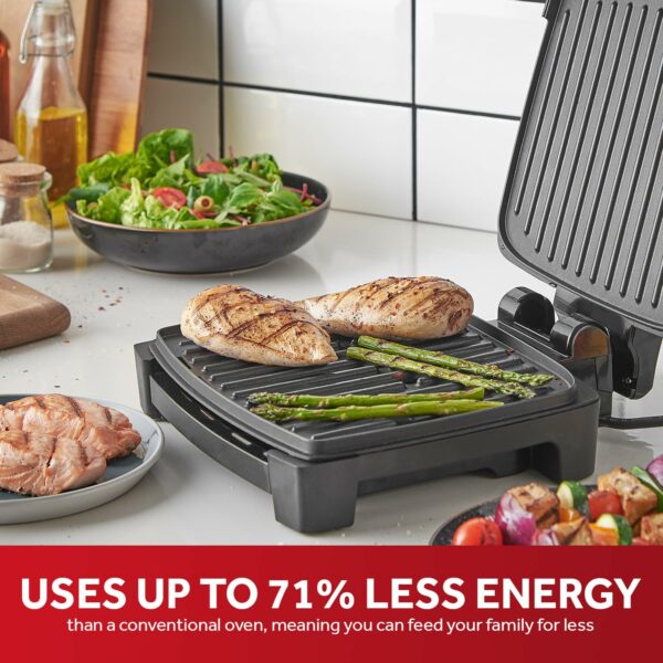 George Foreman Immersa Medium Electric Grill [Removable Control Panel allows grill machine to be fully washable & dishwasher safe, Energy saving, Healthy, Toastie, Panini, Hot plate, BBQ] Black 28310