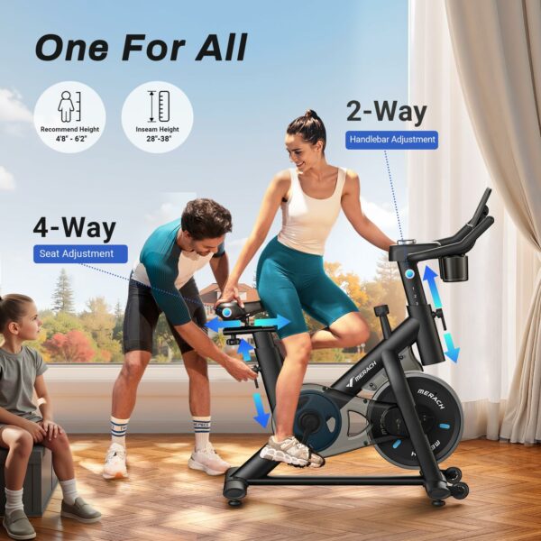 MERACH Exercise Bike with LCD Display, Stationary Bike with Exclusive App for Customized Exercise Plans, Quiet Indoor Cycling Bike Exercise Equipment for Home Gym Use, 300lbs Weight Capacity