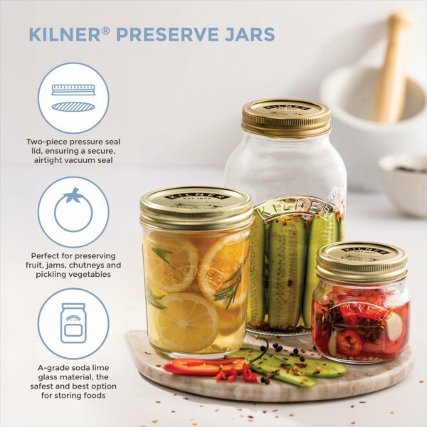 Kilner Preserve Jar 0.5L (500ml) Round Glass Screw Top Lid Preservation Storage Jar for Jams Chutneys Small Pickled Fruits