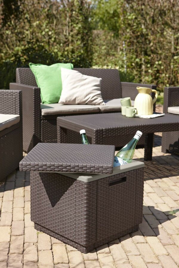 Keter Beer and Wine Cooler Table Perfect for Your Patio, Picnic, and Beach Accessories, Brown