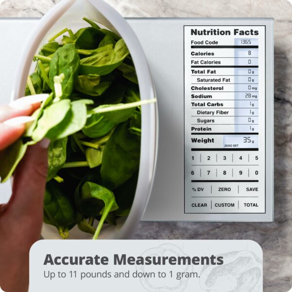 Greater Goods Nourish Digital Kitchen Food Scale and Portions Nutritional Facts Display