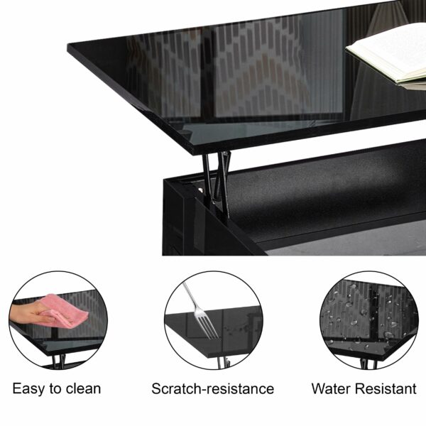 High Gloss Coffee Table with Storage, Lift Top Coffee Table
