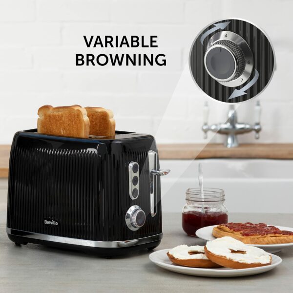 Breville Bold 2 Slice Toaster with High-Lift & Wide Slots | Black & Silver Chrome [VTR001]