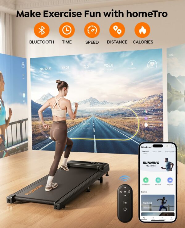 homeTro Walking Pad Treadmill with Incline(9%),3 HP under Desk Treadmills for Home/Office without Assembly,Compact Walking Treadmill with Magnetic Remote & APP Control,120KG Capacity
