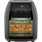 CHEFMAN 5 in 1 Air Fryer Oven with Rotisserie, 10L 1800W, 17 Presets Air Fry, Dehydrator, Roast, Bake, Family Size Large Air Fryer with Auto Shutoff and View Window, Black