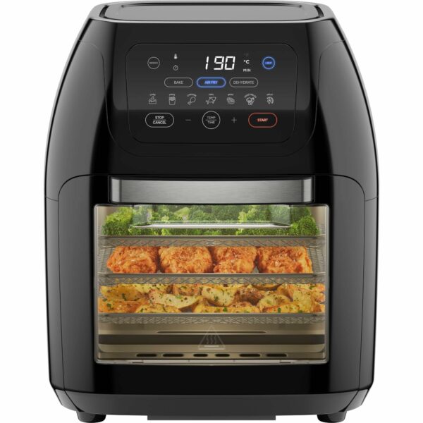CHEFMAN 5 in 1 Air Fryer Oven with Rotisserie, 10L 1800W, 17 Presets Air Fry, Dehydrator, Roast, Bake, Family Size Large Air Fryer with Auto Shutoff and View Window, Black