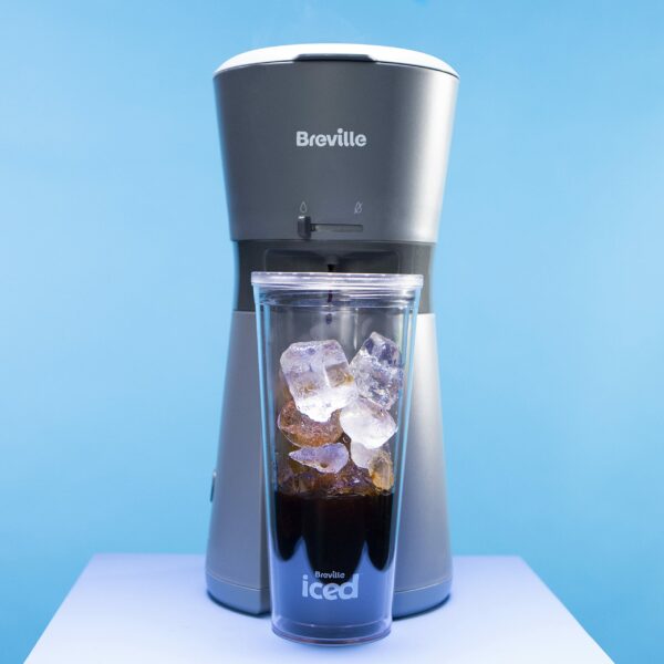Breville Iced Coffee Maker | Single Serve Iced Coffee Machine Plus Coffee Cup with Straw | Ready in Under 4 Minutes | Grey [VCF155]