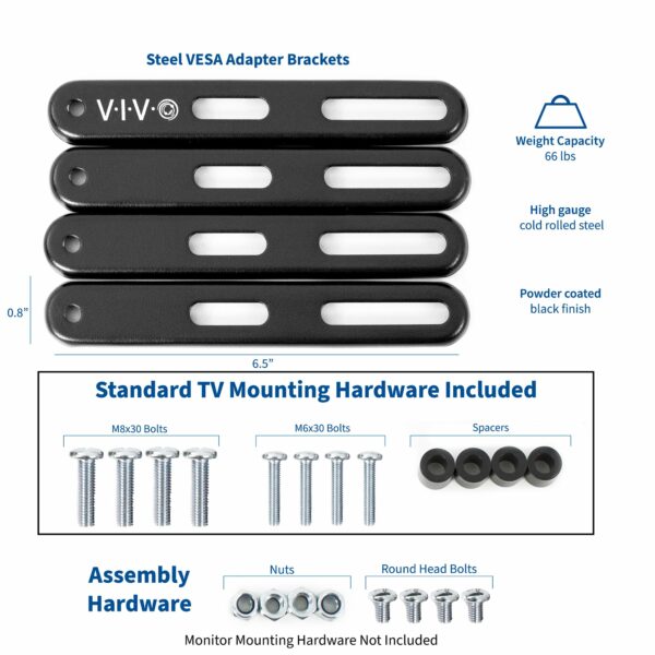 VIVO Steel VESA Extension Mount Adapter Brackets for Screens 32 to 55 inch LCD LED TV, Conversion Plate Kit for VESA up to 400x400mm (MOUNT-AD400B)