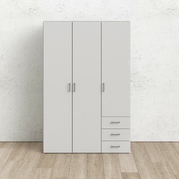Furniture To Go | Space Wardrobe with 3 doors + 3 drawers White