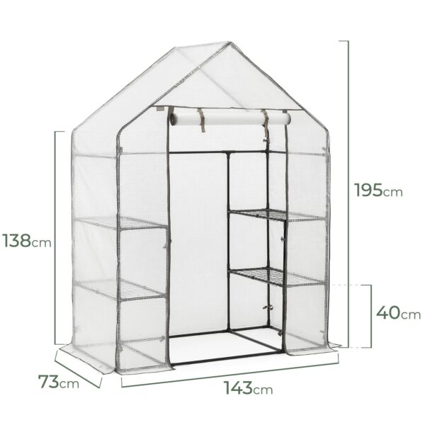 CHRISTOW Walk In Greenhouse With Shelves, Large Reinforced Green House With Tubular Steel Frame, 4 Shelf Heavy Duty Growhouse, 6ft 4in x 4ft 7in x 2ft 4in