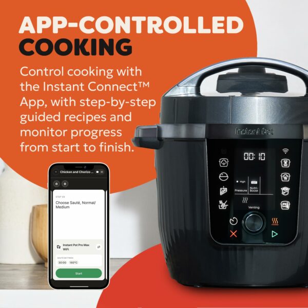 Instant Pot Pro 10-in-1 Multi-Cooker 5.7L - Black, Pressure Cooker, Slow Cooker, Rice Cooker, Sauté Pan, Yoghurt Maker, Food Warmer, Steamer Pot, Sous Vide, Bake, NutriBoost™, Dishwasher Safe