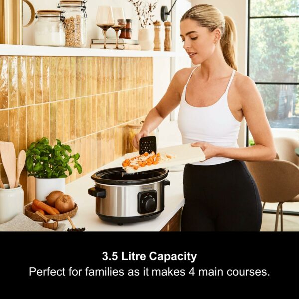 Morphy Richards 3.5L Stainless Steel Slow Cooker, 3 Heat Settings, One Pot Solution, Dishwasher Safe Ceramic Pot, 460017