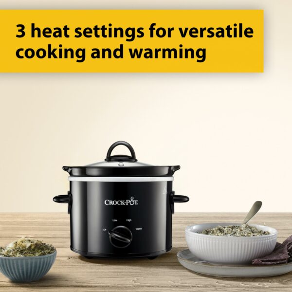 Crock-Pot Slow Cooker | Removable Easy-Clean Ceramic Bowl | 1.8 L Small Slow Cooker (Serves 1-2 People) | Energy Efficient | Black [CSC080]