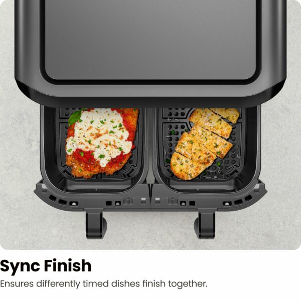 CHEFMAN 5.6L Dual Air Fryer Oven, Dishwasher Safe Frying Baskets, Double Air Fryer with Sync Finish, Hi-Fry, Auto Shutoff and Easy View Windows, Black