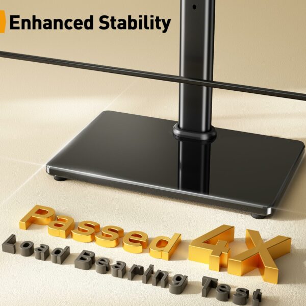 Perlegear Universal Swivel TV Stand for 24-60 inch TVs up to 45kg, Height Adjustable Table Top TV Stand, TV Base Stand with Tempered Glass Base, Pedestal TV Stand with Bracket Max VESA 400x400mm