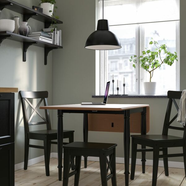 Ikea Danderyd Drop Leaf Table, 74/134x80 cm, Pine Veneer/Black