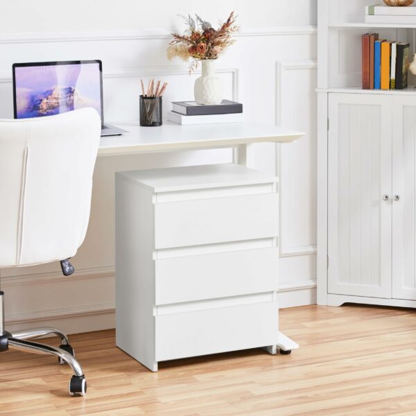 Yaheetech White Bedside/Side/End Tables with 3 Drawers Vertical Storage for Living Room Bedroom Nightstand Table 35 x 45 x 60.5 cm
