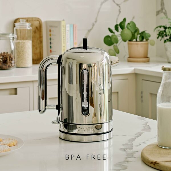Dualit Classic Kettle | Polished Stainless Steel with Black Trim | Quiet boiling kettle | 90 Second Boil Time | 1.7 L Capacity, 2.3 kW | 72796