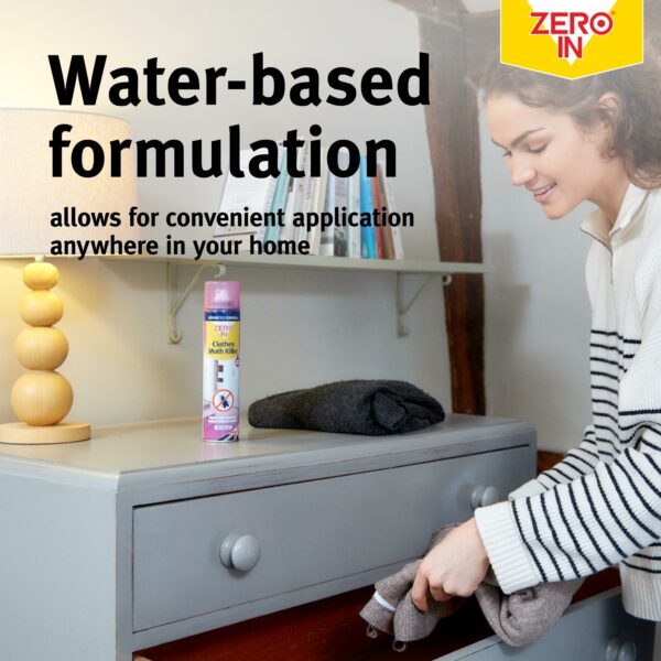 Zero In Clothes Moths Killer Spray- Fast-Acting Insecticide with Prallethrin & 1R Trans Phenothrin - Kills Moths on Contact - For Wardrobes, Textiles & Clothes - Long-Lasting Moth Spray, 300ml Aerosol