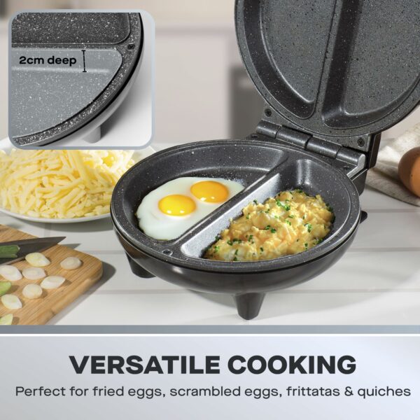 Daewoo Deep Fill Omelette Maker, Dual Non-Stick Plates, Electric 750W Omelette Cooker, Fast, Fluffy Homemade Omelettes – Compact & Easy Clean Breakfast Appliance
