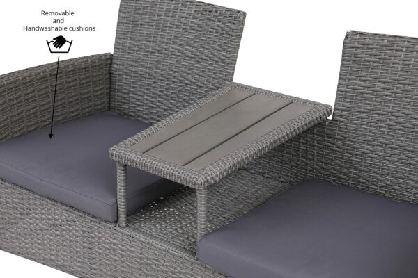 Evre Lisbon Rattan 2 Seater Companion Partner Bench Garden Furniture Set Patio Conservatory for Terrace Balcony Garden Outdoor Indoor