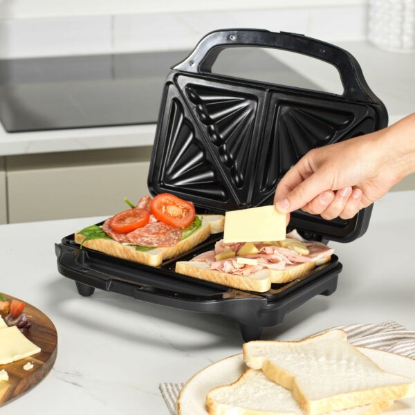 Salter Sandwich Toaster – Non-Stick, Deep Fill Toastie Maker, Cook 2 Toasted Sandwiches Together, 4 Slice Grill Press