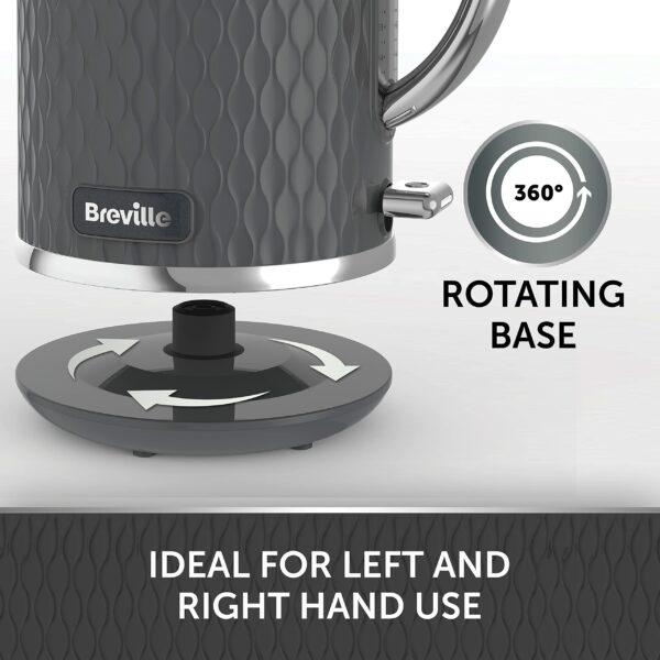 Breville Curve Electric Kettle | 1.7 Litre | 3KW Fast Boil | Grey & Chrome [VKT227]