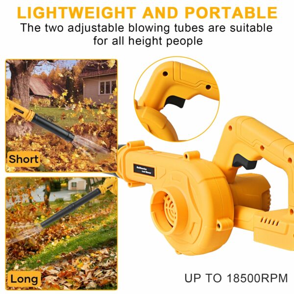 Powarobor Cordless Air Leaf Blower for Dewalt 18V Battery, Electric Jobsite Air Blower Powerful for Garden Lawn Care Leaf Snow Blowing,Car Computer Dust Cleaner (Tool Only,no Battery)