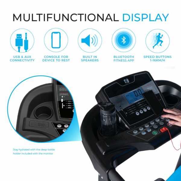 Fit4home Folding Electric Treadmill with Incline 12% Automatic Adjustable Portable Running Machine for Home Walking Jogging Transportation Wheels Bluetooth | JK41A