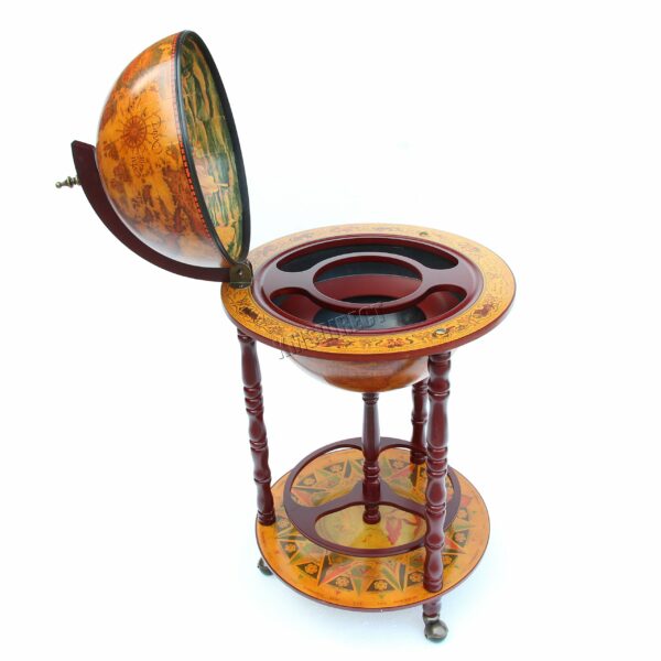 WestWood Vintage Globe Shaped Mini Bar | Drinks Cabinet Whisky Wine Spirits Cabinet | Decanter Storage | Alcohol Host Trolley | Ancient World Map Theme – 360MM