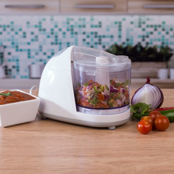 Salter EK2182 Electric Mini Food Chopper – 350ml Food Processor, Oil Drizzle Hole, Easy Food Prep, Dice Fruit/Vegetables/Onions, BPA-Free Dishwasher Safe Bowl, Stainless Steel Blades, One Touch, 150W