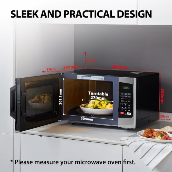 Toshiba 800w 23L Microwave Oven with Digital Display, Auto Defrost, One-Touch Express Cook, 6 Pre-Programmed Auto Cook Settings, and Easy Clean - Stainless Steel Door Handle Microwave - ML-EM23P(SS)