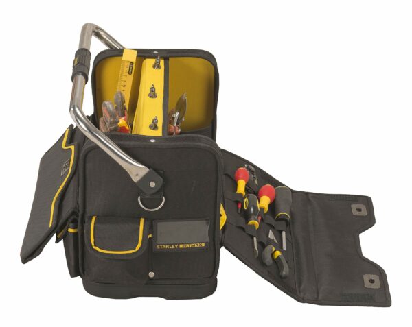 Stanley Tool Bag Complete Workstation with Roll Down Side Storage Compartment, Multi-Pockets Organiser for Tools, FMST1-70719 , Black