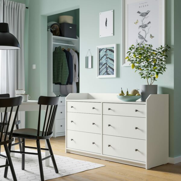 IKEA HAUGA Chest of 6 Drawers, 138x84 cm, White