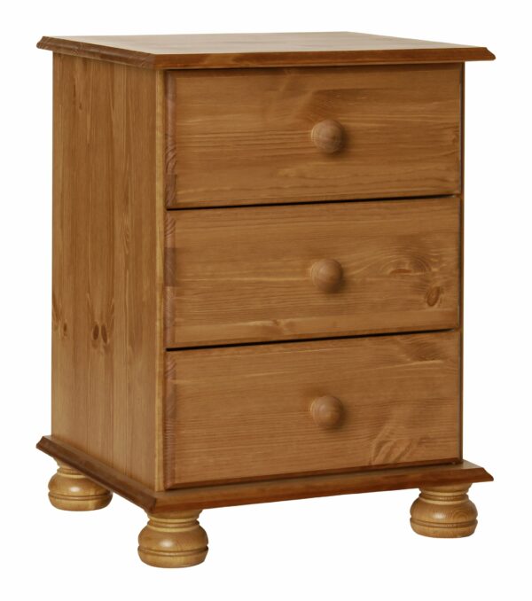 Furniture To Go Copenhagen 3-Drawer Bedside, 58 x 44 x 39 cm, Antique Pine