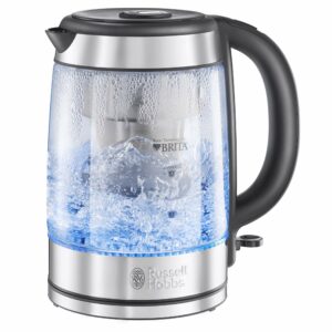 Russell Hobbs Brita Filter Purity Glass 1.5L Electric Cordless Kettle for cleaner, clearer water (Brita Maxtra+ Cartridge inc with replacement reminder, Fast boil 3KW, Perfect pour spout) 20760-10