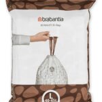 Brabantia 138645 PerfectFit Bin Liners (Size L/40-45 Litre) Thick Plastic Trash Bags with Tie Tape Drawstring Handles (40 Bags), White