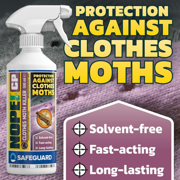NOPE! CP Moth Killer Spray (500ml) - Fast acting, Odourless, Long-lasting Moth Repellent for Home, Wardrobe & Carpets.